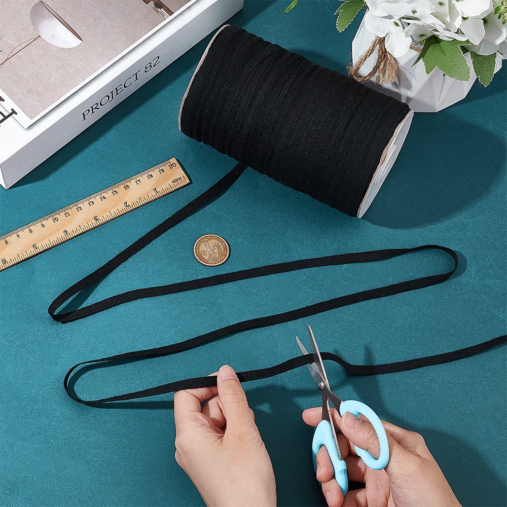 200M Cotton Linen Herringbone Ribbon for Gift Wrapping Party Decorations Black 1/4 inch(7mm) 218.72 Yards(200m)/Roll