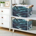 thumbnail image 2 of Yayeee Foldable Storage Basket for Shelves with Handles Waterproof Cloth Bins, Blue Mountains, 2 of 7