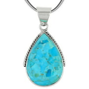 Turquoise Pendant Necklace Sterling Silver 925 and Genuine Turquoise  (includes 20" Chain)  P3075-BAIL-C75