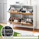 thumbnail image 2 of ChaoLink Mueble para zapatos de ratán natural con 4 puertas abatibles, organizador independiente de madera con 3 niveles para almacenar zapatos, 2 of 7