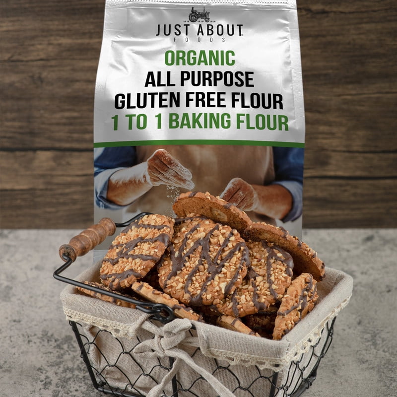 (2 pack) Just About Foods Organic Gluten Free All Purpose 1:1 Baking Flour 1lb, USDA Organic & Nnon-Gmo