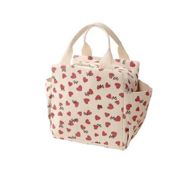 VICHVVY 12L Lunch Bag for Women Cute Corduroy Lunch Tote Bags Reusable Insulated Lunch Box Large Capacity Reusable Insulated Cooler for Work School Picnic(Corduroy strawberry)