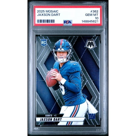 Jaxson Dart 2025 Panini Mosaic New York Giants Football RC Rookie Card #362 Graded PSA 10 Cert #148845621