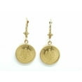 thumbnail image 3 of 14k yellow Gold coin Earrings lever Back fine gift jewelry for women 4.3g, 3 of 12