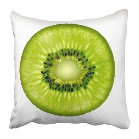 - ARTJIA Green Half Slice Of Fresh Kiwi Fruit White Circle Pillowcase 20x20 inch