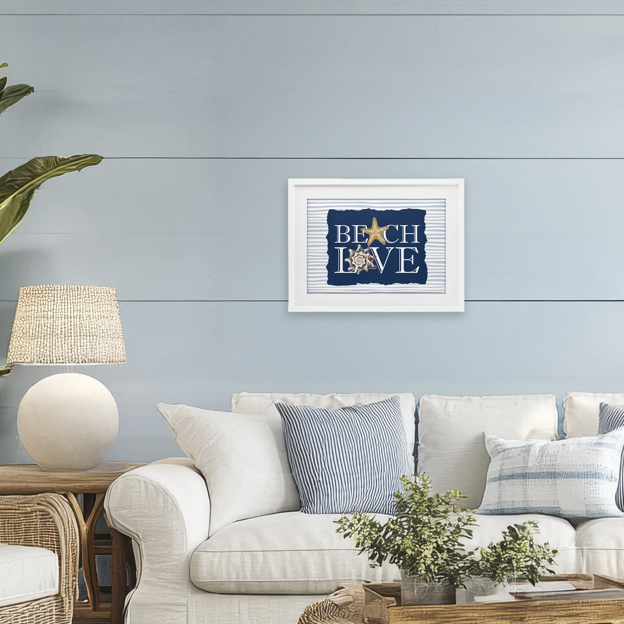 Stupell Industries Beach Love Seashells White Framed Print Under Glass, design by Kim Allen