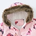 thumbnail image 4 of DHFJKG Baby Infant Snowsuit Winter Padded Clothes Fuzzy Trim Hooded Butterfly Print Zipper Romper Jumpsuit Warm Outwear Outfits Cozy Onesies, 4 of 6