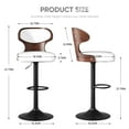 thumbnail image 7 of Hawsaiy Bar Stools Set of 1, Adjustable Height 24.5"-33.5", Bentwood Swivel Barstools with Back & Footrest, PU Leather Upholstered Bar Chairs for Kitchen Island, Dining Room, Home Bar, 7 of 7
