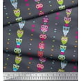 thumbnail image 2 of Soimoi Rayon Crepe Fabric Heart & Owl Kids Print Fabric by Yard 46 Inch Wide, 2 of 3