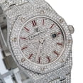 thumbnail image 4 of Pre-Owned Audemars Piguet Royal Oak 33MM 67650ST Diamond Paved Dial Custom Aftermarket Stainless Steel Bracelet 15.75ct, 4 of 7