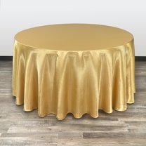 Your Chair Covers - 120 Inch Round Satin Tablecloth Gold