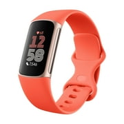 Fitbit Charge 6 Fitness Tracker with Heart Rate, GPS, Premium Membership, and Health Tools - Gold Case w/ Coral Band, 1.04 Screen