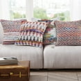 thumbnail image 3 of Ox Bay 20" x 20" Hand-Woven Red/ Multicolored Geometric Cotton Blend Pillow Cover, 3 of 10