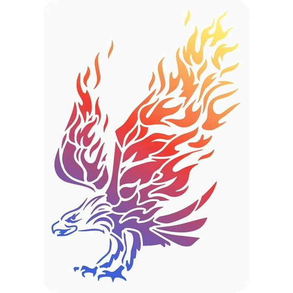 Eagle Stencil 11.7x8.3 inch Plastic Fire Eagle Pattern Stencil Bird Animal Wildlife Wall Stencils for Painting Template Reusable American Eagle Stencils for Independence Day Home Decor