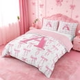 thumbnail image 2 of meiyoeat Pink Bow Duvet Cover Set For Girls,Coquette Bowtie Monogrammed A Print Bedding Full For Kids,pink Reversible,3-Piece(No Comforter), 2 of 6