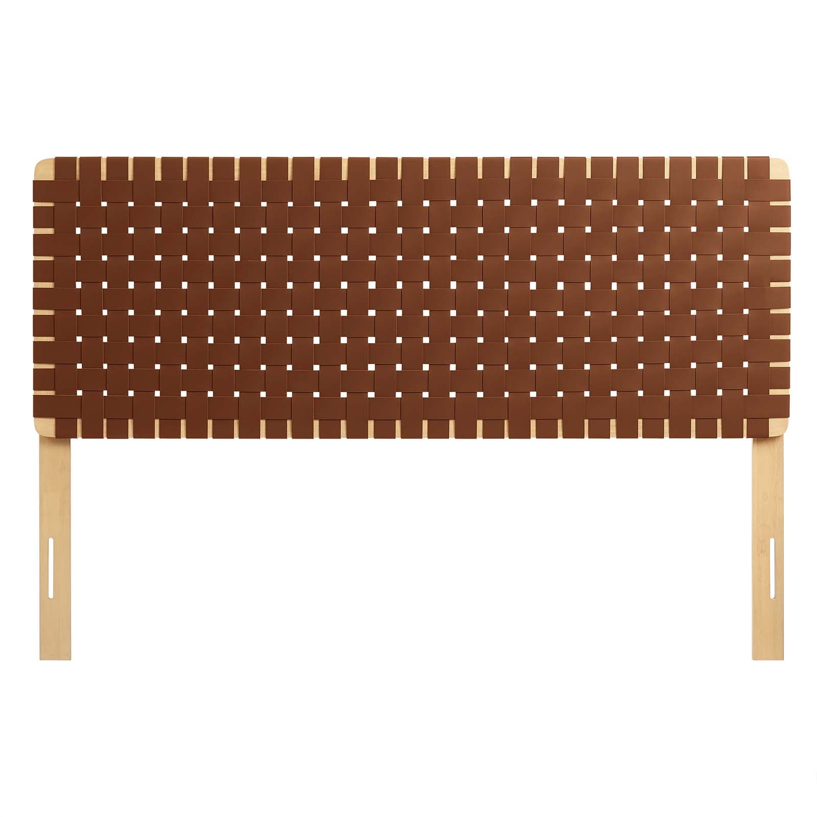 Sparta Weave Vegan Leather Queen Headboard in Natural Brown