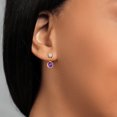 thumbnail image 4 of Gem Stone King 14k Yellow Gold Purple Amethyst and White Lab Grown Diamond Two Stone Dangle Earrings for Women (2.20 Cttw, Gemstone February Birthstone, Round 6MM, Round 3MM), 4 of 4