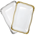 thumbnail image 2 of Aristocrat Collection Narrow Serving Trays White & Gold 13" X 9": Qty 10, 2 of 3