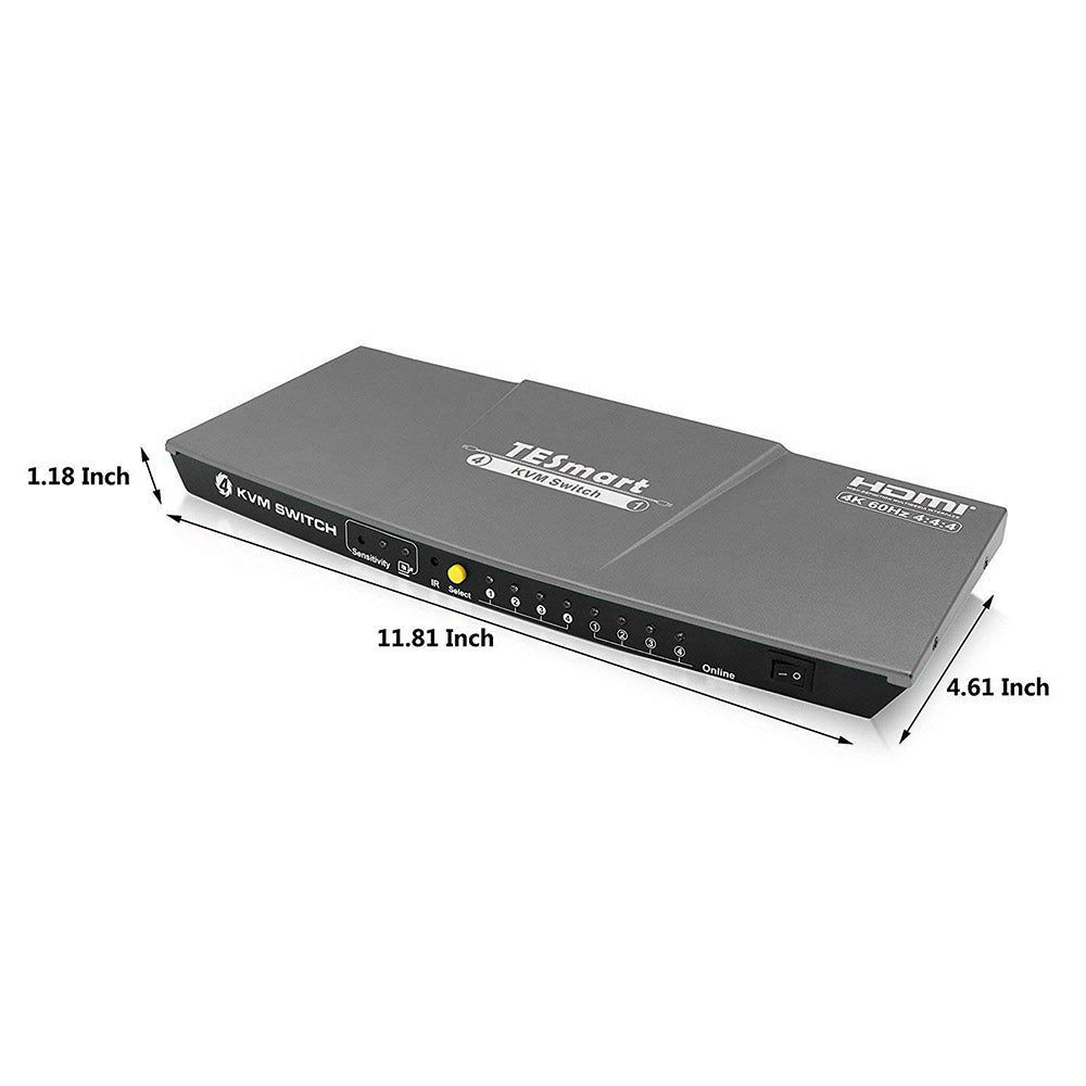 新品TESmart HDMI 4K@60Hz Ultra HD 2x1 HDMI KVM Switch 3840x2160@60Hz 4:4:4  with