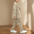 thumbnail image 5 of LADIGASU And Boys Summer Short Sleeve Lapel Sets Blouses And Casual Long Pants Baby Sport Suit Shorts, 5 of 9