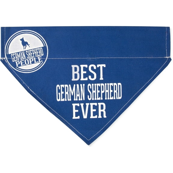 Pavilion Gift Company Pavilion-Best German Shepherd Ever-Blue Canvas Large Dog Collar-12 x 8" Pet Bandana, 12x8 Inch