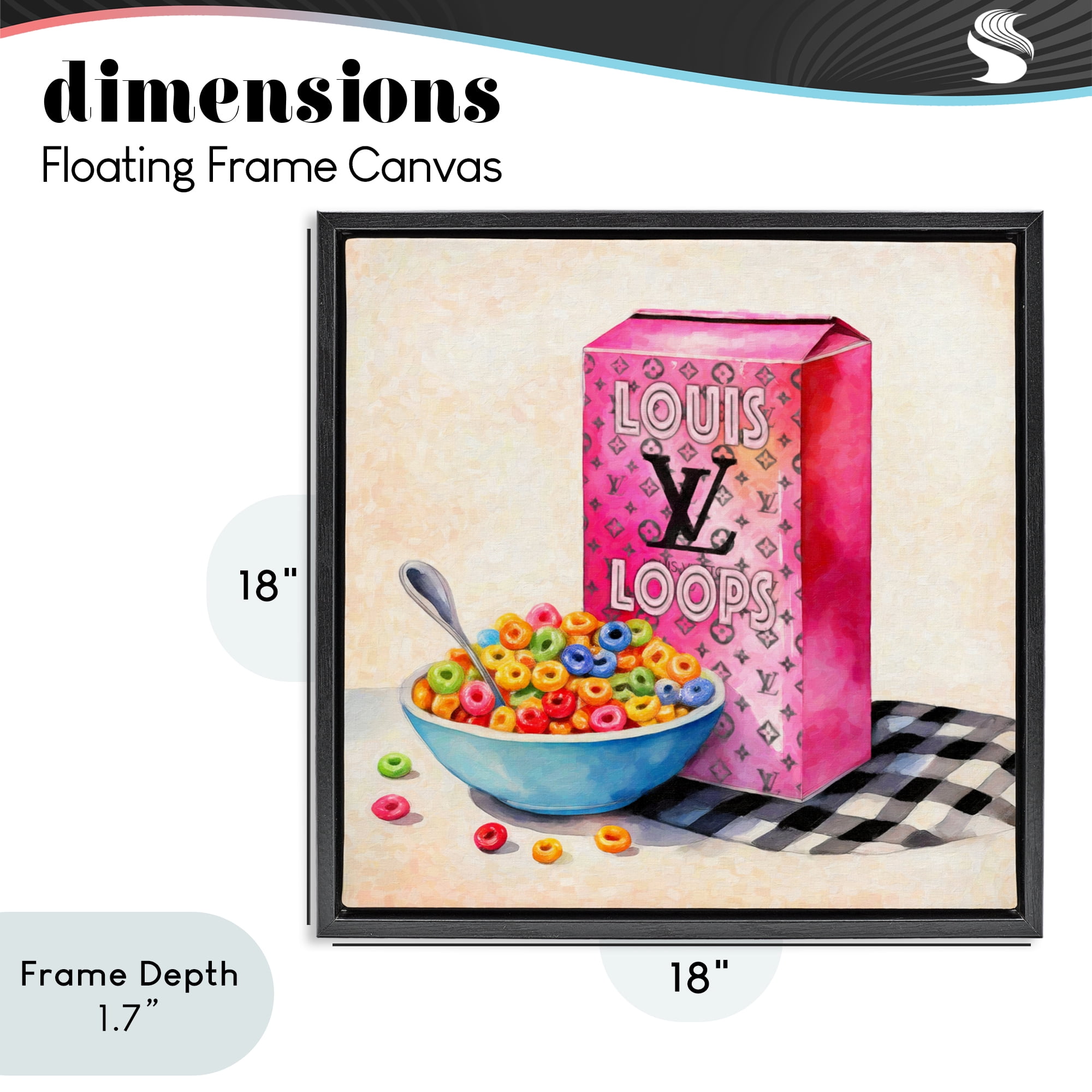 Stupell Industries Fashion Loops Cereal Black Framed Floater Canvas Wall Art, design by Grotto Studios
