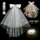 thumbnail image 4 of Accesorios para el cabello luminosos con velo de lazo, tocado de boda con luz de doble capa, accesorios de fotografía de viaje con perlas para niños y novias, 4 of 4
