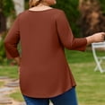thumbnail image 6 of Tunic Tops for Women Plus Size 3/4 Sleeve Crew Neck Swing Flare Loose T-Shirt Blouses to Wear with Leggings Brown L, 6 of 6