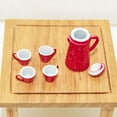 thumbnail image 3 of 1:12 escena de juego de comida en miniatura modelo de juguete accesorios para casa de muñecas decoración creativa de mini tetera roja D228, 3 of 5