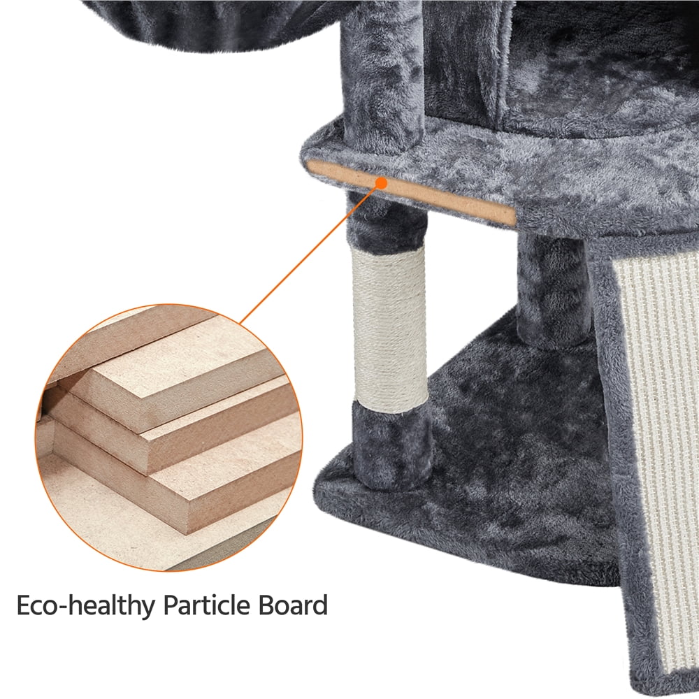 Alden Design 42"H Multilevel Cat Tree Tower with Condo and Perches, Dark Gray