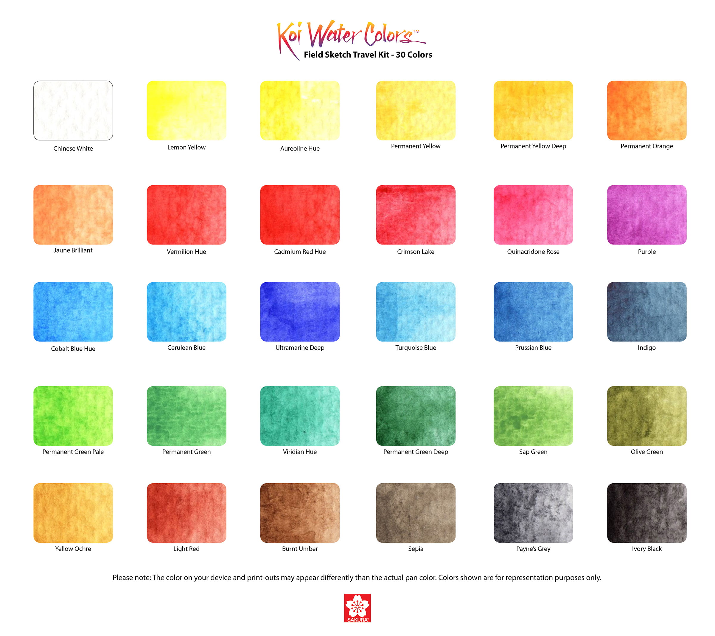 Sakura Koi Watercolor Pocket Field Sketch Box Set, 30-Colors