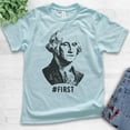 thumbnail image 2 of Kids First! George Washington Shirt, Youth Kids Boy Girl T-Shirt, Funny Graphic President Founding Father Shirt, Light Blue, Medium, 2 of 4