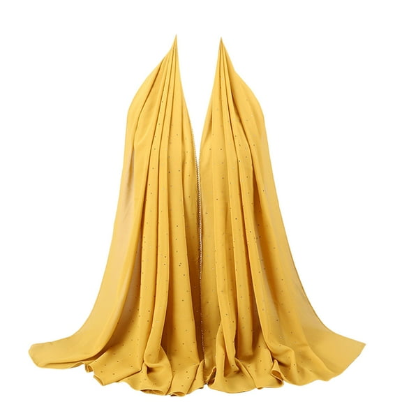 Prolriy Head Scarf Women's Soft Chiffon Diamond Headscarf Spring Summer Long Shawl Muslim Hijab Scarf for Women B