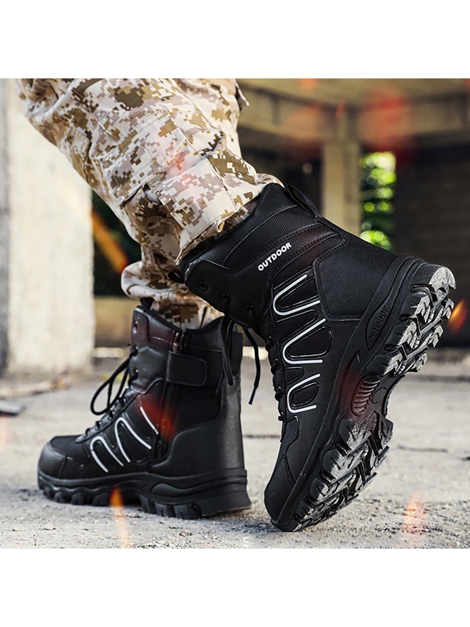 FREE SOLDIER Mens Outdoor Military Tactical Ankle Boots Ultra Combat Mid Hiking Boot 