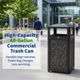 thumbnail image 3 of BERPET 40 Gallon Outdoor Commercial Trash Can with Ashtray, Lockable Lid and Galvanized Steel Liner, 3 of 9