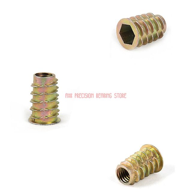 Varilla de acero inoxidable Real 50 Uds M5 * 10 hilo de aleación de Zinc para tuerca de inserción de madera cabeza hexagonal con brida tuercas para muebles LingWen 8390605773587
