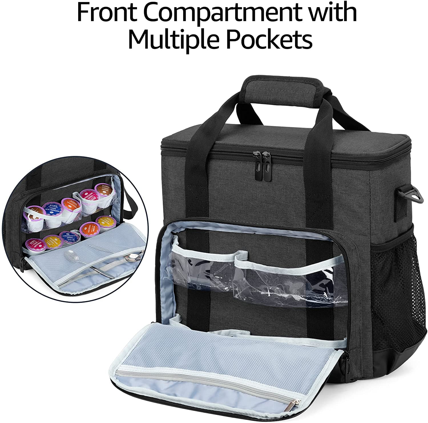 Coffee Maker Carrying Bag Compatible for Keurig K-Mini or K-Mini Plus, Single Serve Coffee Machine Travel Bag for K-Cup Pods, Black (Bag Only)