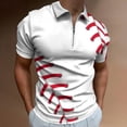 thumbnail image 2 of Baseball Fence Men Zipper T-shirt Summer Casual Short Sleeve T-shirt Top, 2 of 7