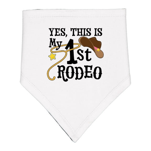 Inktastic Yes, This is My 1st Rodeo Cowboy Hat with Pink Band, Lasso Baby Bandana Bib