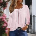 thumbnail image 6 of CYMMPU Floral Printed 3/4 Length Sleeve Summer Fall Casual Dressy Tunic Tops Basic Tees Business Work Blouses Shirts Pleated Slanted Neck 2025 Clothes for Women Pink XL, 6 of 7