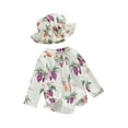 thumbnail image 2 of Yunliwuli Toddler Girl Rash Guard Swimsuit Cute Fruit Print Long Sleeve Bathing Suit Infant Swimwear with Sun Hat, 2 of 10