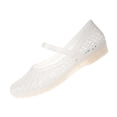 thumbnail image 2 of Jelly Mesh Ballet Flats for Women Fishnet PVC Clear Hollow Jellies Sandals Comfortable Beach Ballerina Flats Shoes White 8.5, 2 of 7