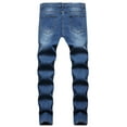 thumbnail image 2 of Lamuusaa Men Casual Jeans, Solid Color Long Trousers with Broken Holes, S/ M/ L/ XL/ XXL/ XXXL, 2 of 9