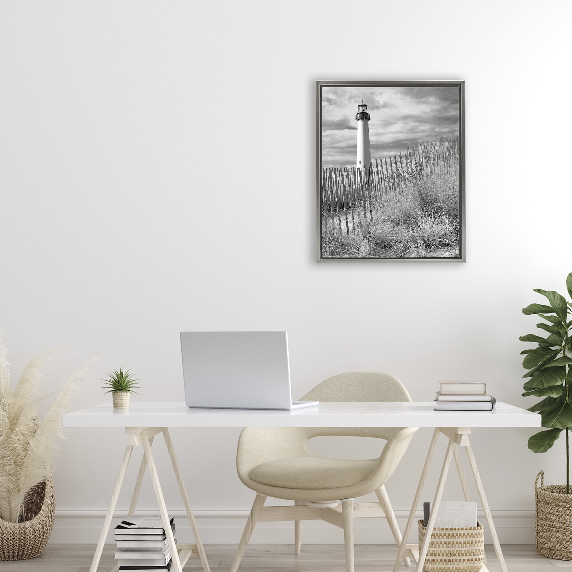 Stupell Industries Cape May Lighthouse View Gray Framed Floater Canvas Wall Art, design by MJ Photography