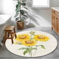 thumbnail image 3 of Round Rug 3.3Ft Washable Non-Slip, Sunflowers Circle Area Rugs for Living Room Bedroom, Floral Spring Flowers Vintage Botanical Indoor Floor Mats Carpet Runner for Home Decor Aesthetic, 3 of 8
