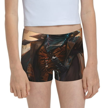 Pofeuu Steampunk Cowboy Cat Print Soft Cotton Girls Boyshort panties Toddler Underwear-X-Small