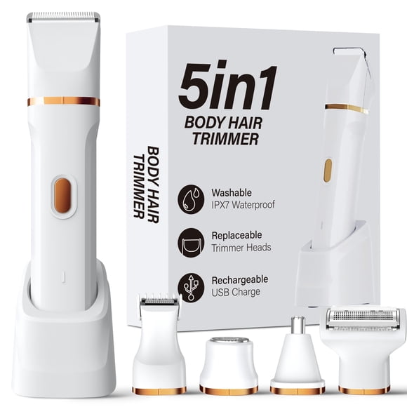 Recortadora de bikini KINGTEE 5 en 1 resistente al agua y recargable por USB-C