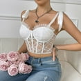 thumbnail image 4 of Mittory Lace Bralette for Women V Neck Bustier Corset Tops with Underwired Racerback Adjustable Strap Crop Top, 4 of 8