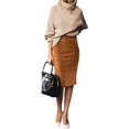 thumbnail image 2 of Sexy Multi Color Suede Midi lápiz falda mujer 2021 moda elástico alta cintura Oficina señora Bodycon faldas Saias Tan Jianjun unisex, 2 of 2