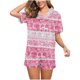 thumbnail image 4 of Puntoco Pijama de mujer con cuello en V y manga corta con estampado navideño, 4 of 5
